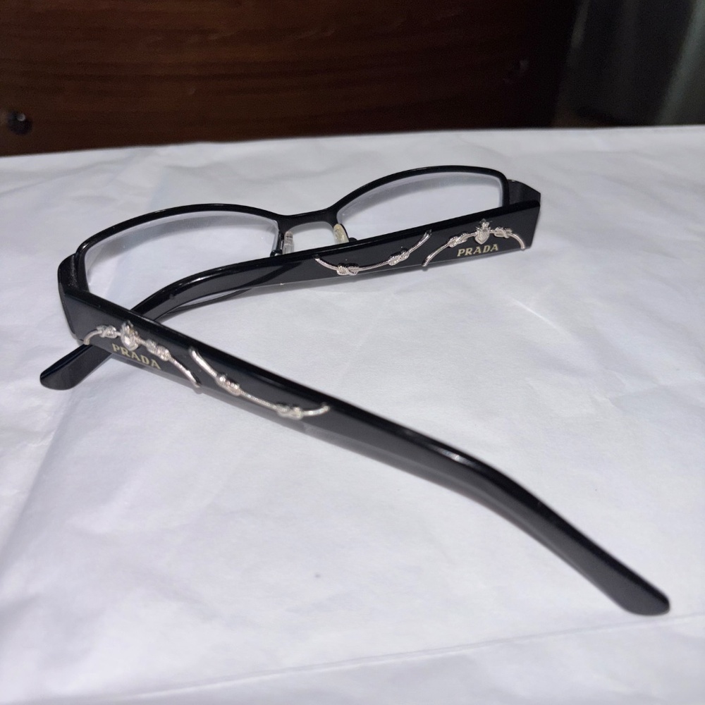 Vintage Authentic PRADA BiFocal Reading Glasses w/Plaque Silver ArtEmbellishment - Picture 6 of 14